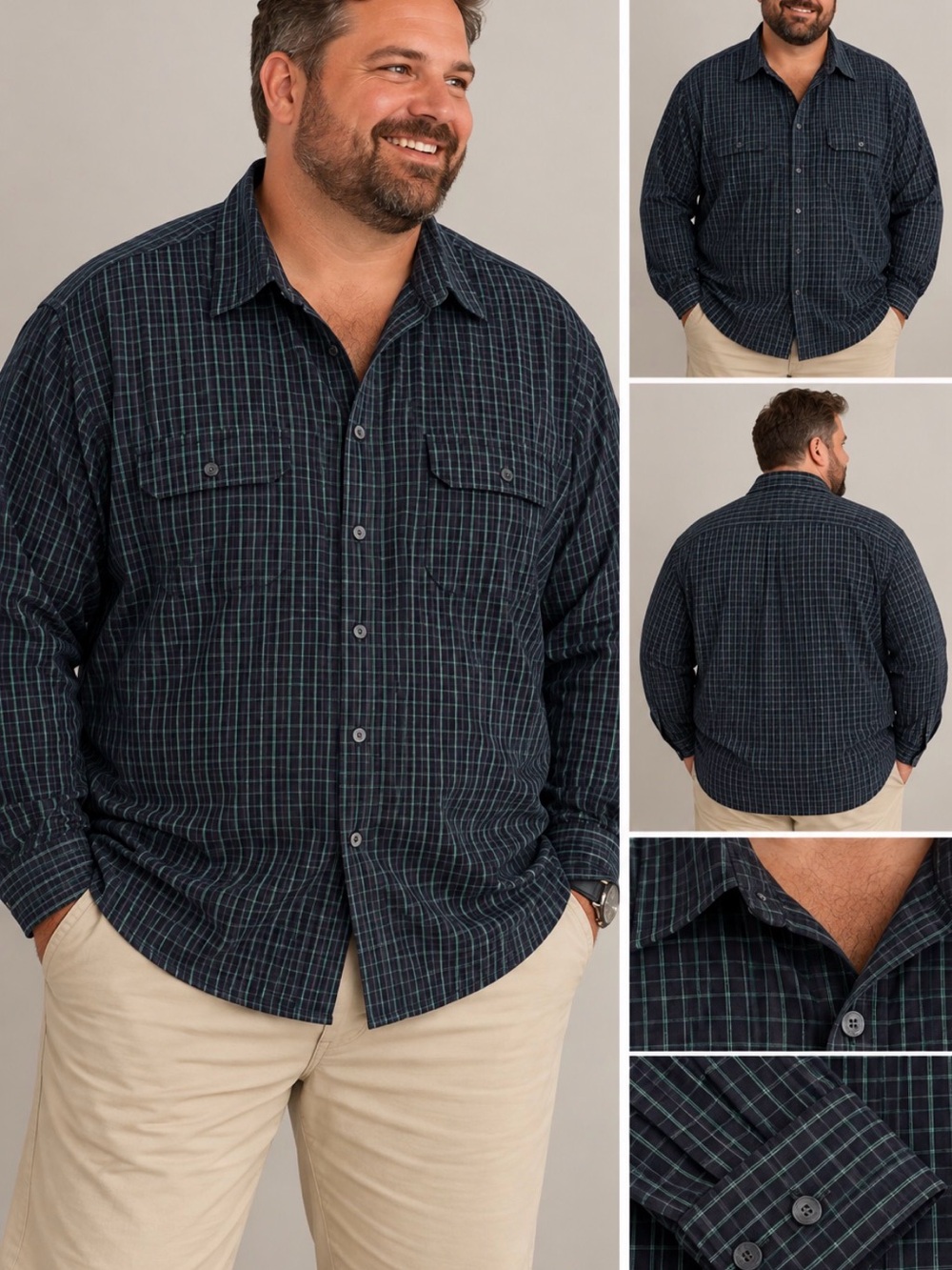 Unlisted Men's Casual Button Down Shirt - Black and Green Plaid